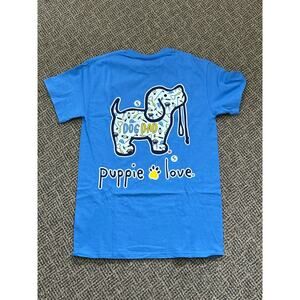 Puppie Love Dog Dad Graphic T Shirt Mens Size Small Blue Rescue Tee NWT